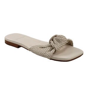 🔥NEW Marc Fisher Marlon Leather Woven Slide Sandals Shoes, White 7US MSRP$125🔥